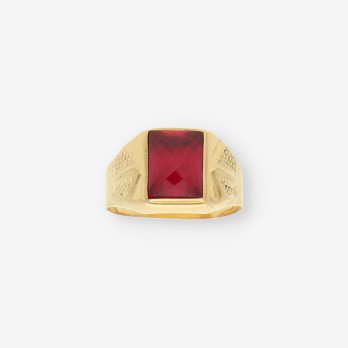 Anillo oro piedra roja