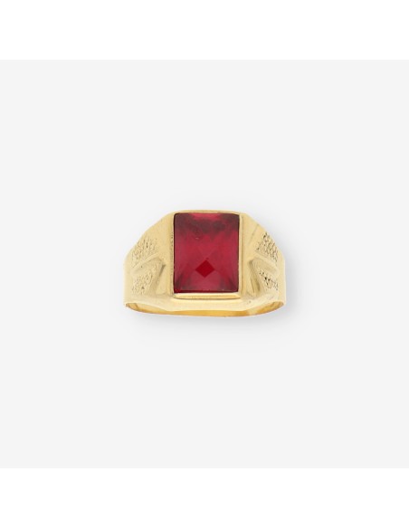 Anillo oro piedra roja