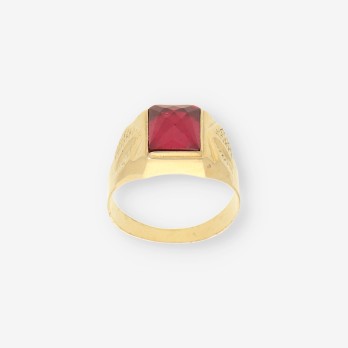 Anillo oro piedra roja 2