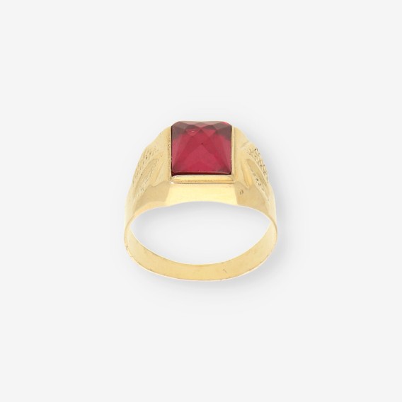 Anillo oro piedra roja