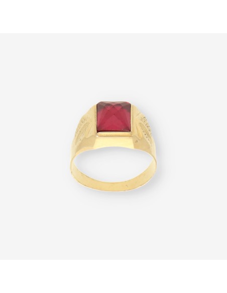 Anillo oro piedra roja