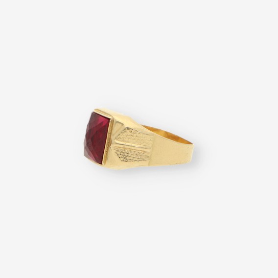 Anillo oro piedra roja