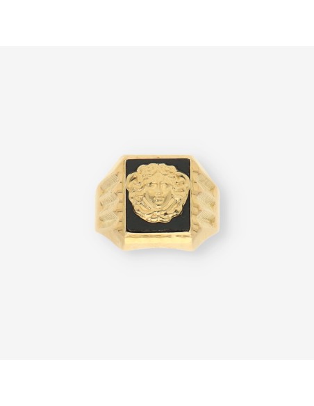 Anillo Onix cara Versace oro