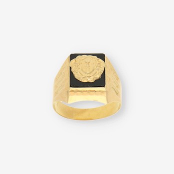 Anillo Onix cara Versace oro 2