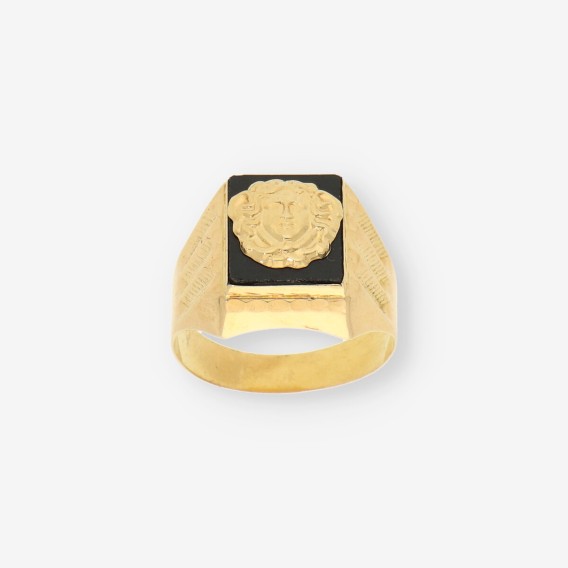 Anillo Onix cara Versace oro