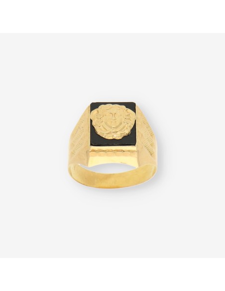 Anillo Onix cara Versace oro