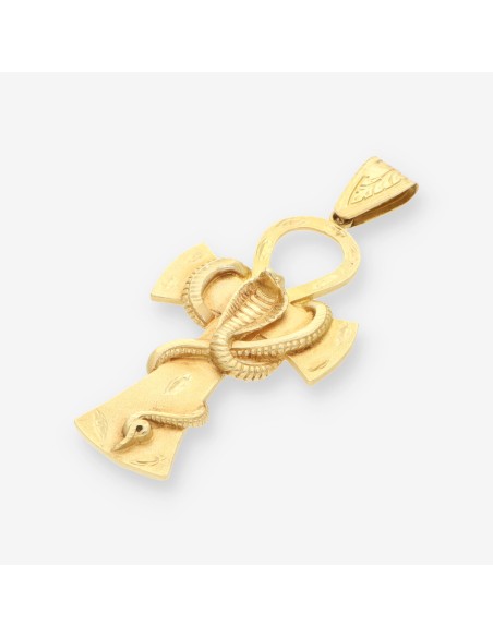 Colgante llave de la vida serpiente oro