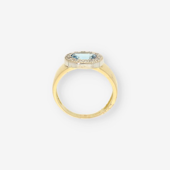 Anillo piedra azul y oro