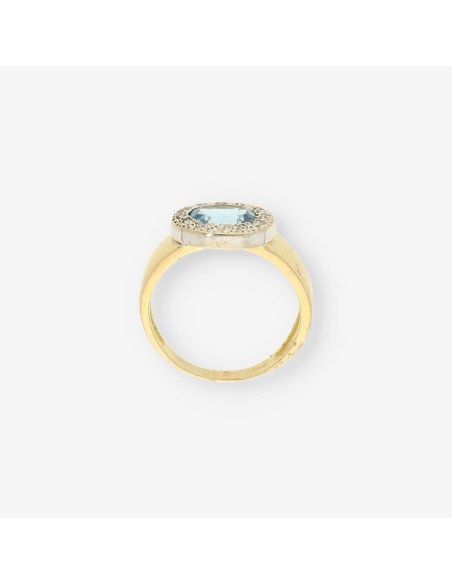 Anillo piedra azul y oro