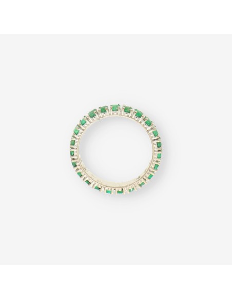 Alianza oro blanco y esmeralda
