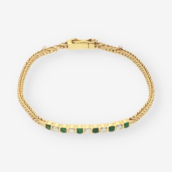 Pulsera oro esmeralda y brillantes