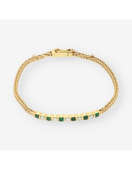 Pulsera oro esmeralda y brillantes