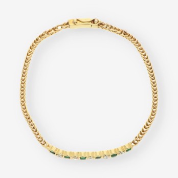 Pulsera oro esmeralda y brillantes 2