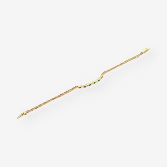 Pulsera oro esmeralda y brillantes