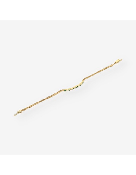 Pulsera oro esmeralda y brillantes