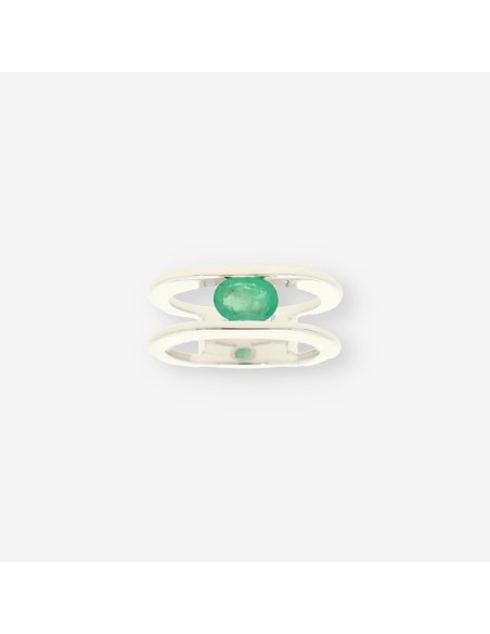 Anillo oro blanco y Esmeralda
