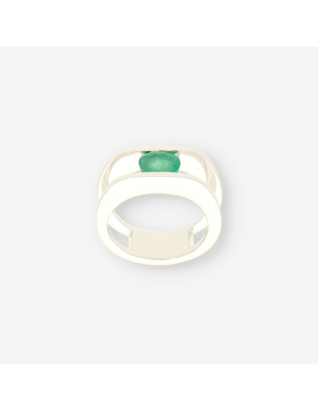 Anillo oro blanco y Esmeralda