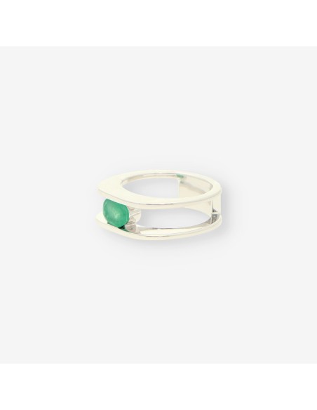 Anillo oro blanco y Esmeralda