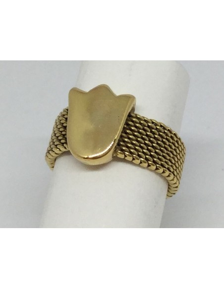 Sortija Tous en malla de oro y tulipÃ¡n central