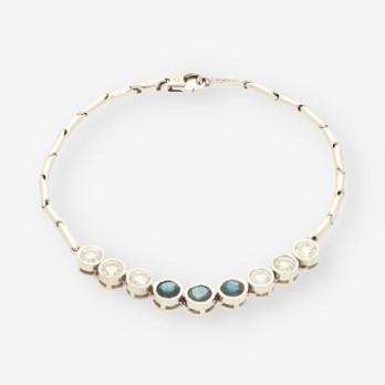 Pulsera oro blanco zafiros y brillantes