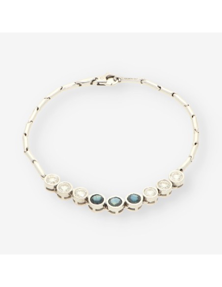 Pulsera oro blanco zafiros y brillantes