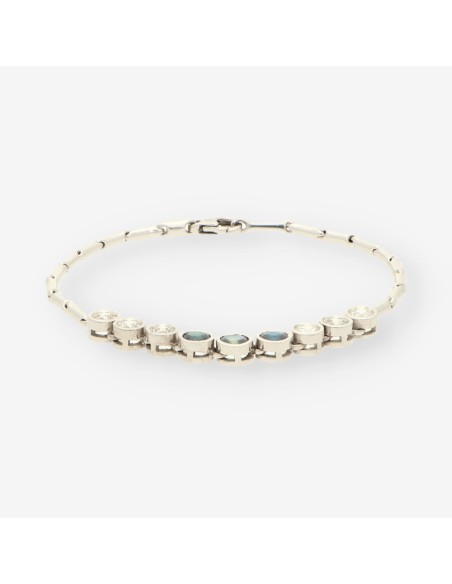 Pulsera oro blanco zafiros y brillantes