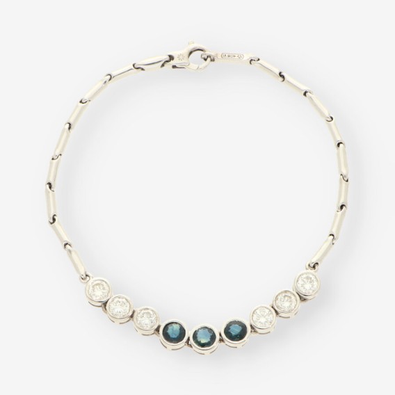 Pulsera oro blanco zafiros y brillantes