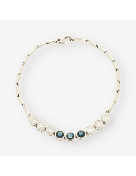 Pulsera oro blanco zafiros y brillantes