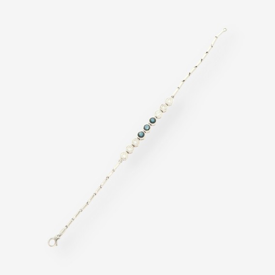 Pulsera oro blanco zafiros y brillantes