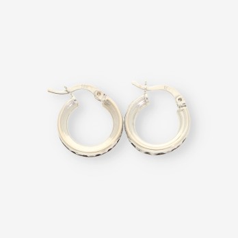Pendientes oro bl. y circonitas