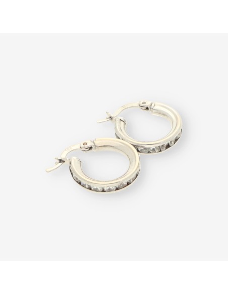 Pendientes oro bl. y circonitas