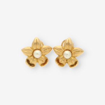 Pendientes flor perla oro
