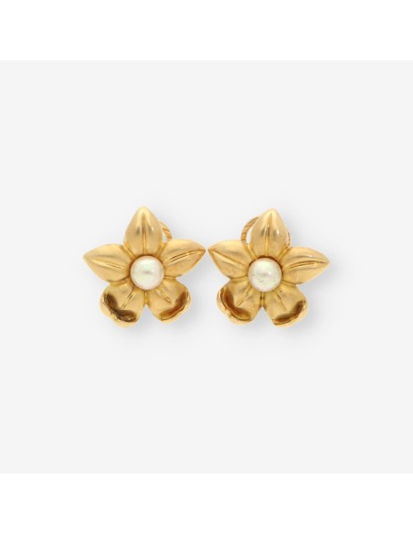 Pendientes flor perla oro