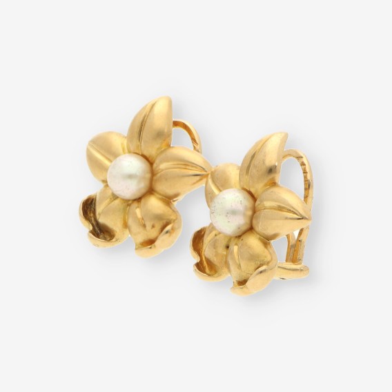 Pendientes flor perla oro