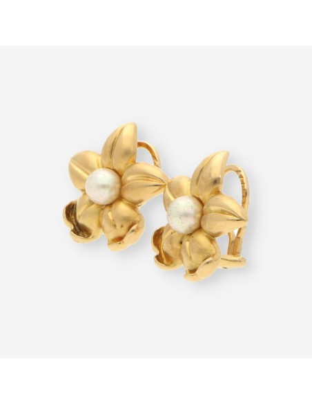 Pendientes flor perla oro