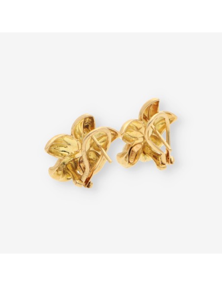 Pendientes flor perla oro
