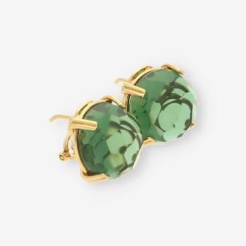 Pendientes oro y piedra verde 2
