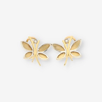 Pendientes mariposas oro y brillantes