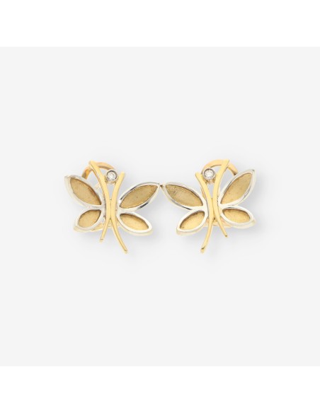 Pendientes mariposas oro y brillantes