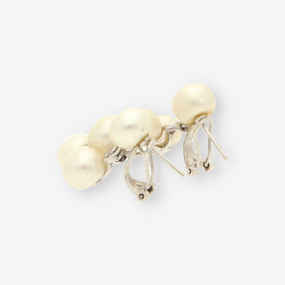 Pendientes oro blanco, perla y brillante