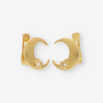 Pendientes oro luna y brillantes