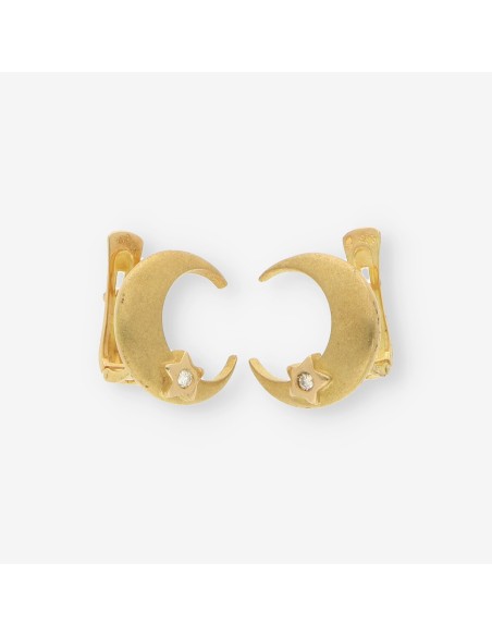 Pendientes oro luna y brillantes