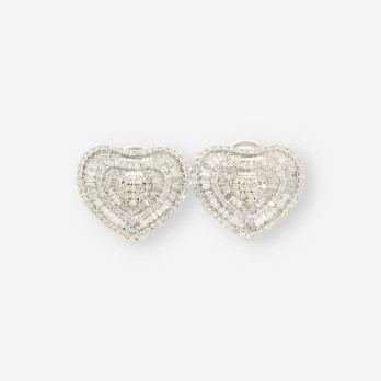 Pendientes corazÃ³n oro bl. y brillantes