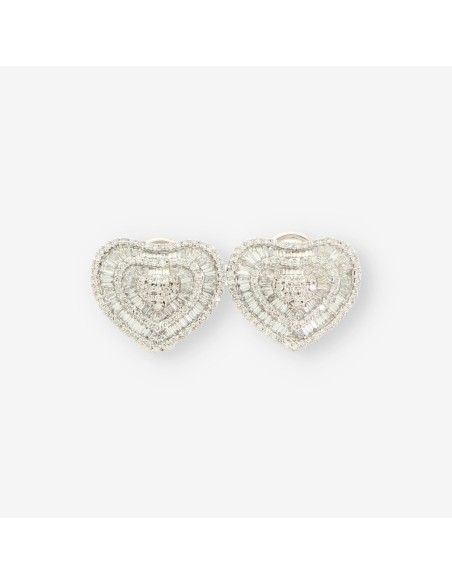 Pendientes corazÃ³n oro bl. y brillantes