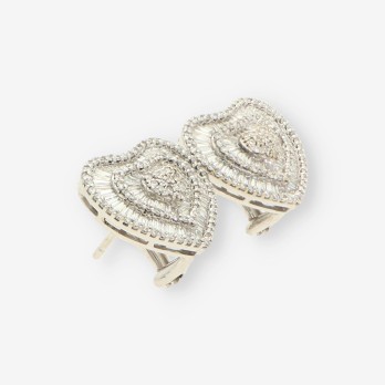 Pendientes corazÃ³n oro bl. y brillantes 2