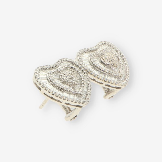 Pendientes corazÃ³n oro bl. y brillantes