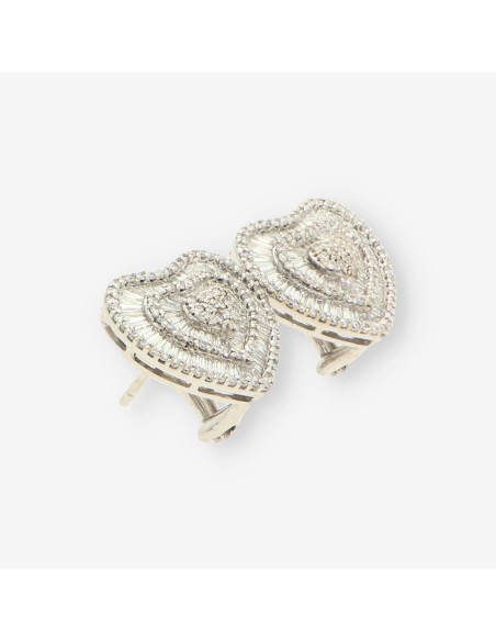Pendientes corazÃ³n oro bl. y brillantes