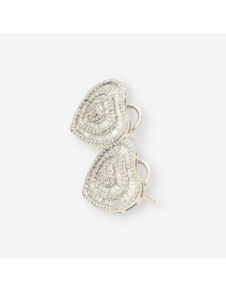 Pendientes corazÃ³n oro bl. y brillantes