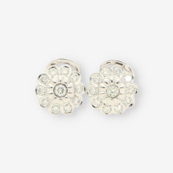 Pendientes oro blanco y brillantes