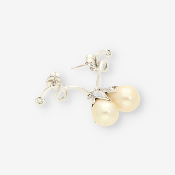 Pendientes oro blanco perla y bri